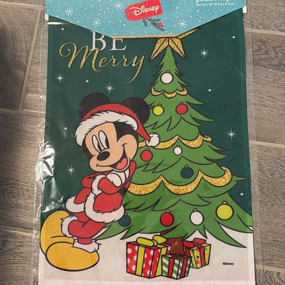 Disney Santa Mickey Mouse Be Merry Christmas tree design garden Flag new - Picture 2 of 4